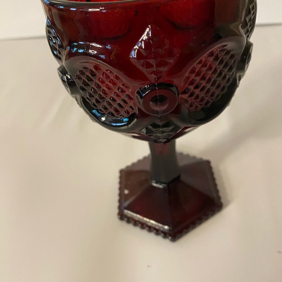 Vintage AVON Ruby Red Cape Cod Collection Glass Pedestal Goblet Cup READ - Picture 3 of 6